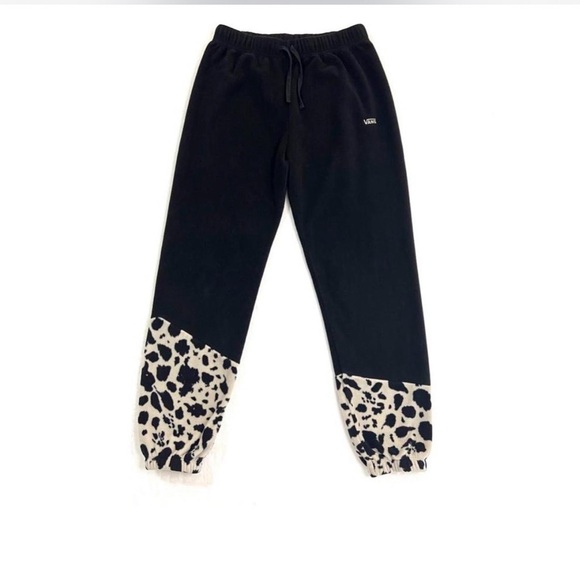 Vans Pants - VANS Joggers Women’s S Fleece Pants Leopard Print Cuff Tapered Fit Lounge Cozy